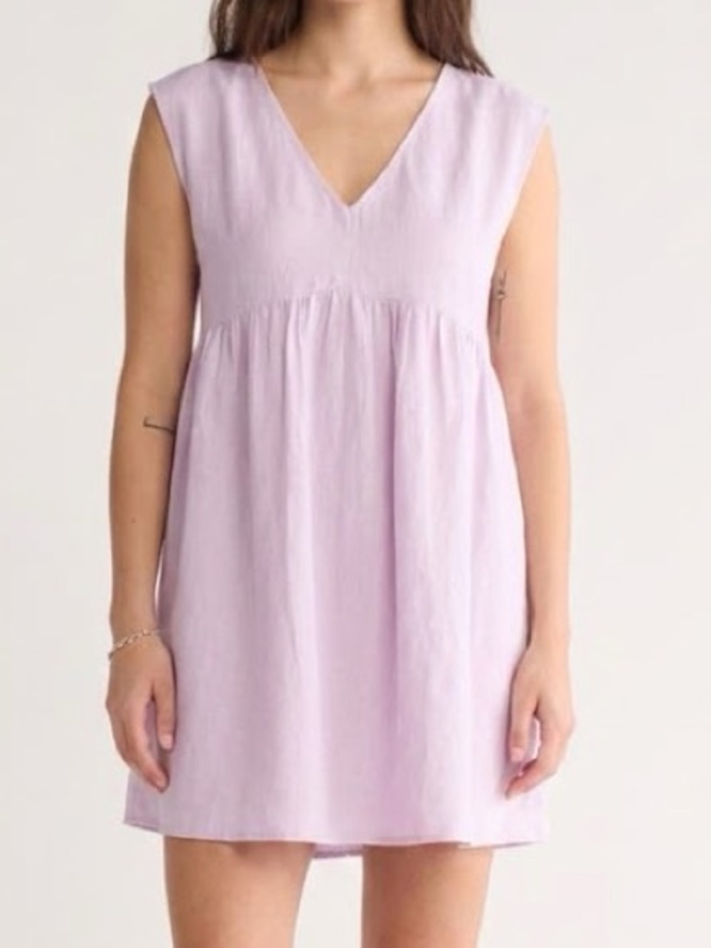 Madewell 100% Linen Purple Relaxed Empire Waist Mini Dress Small
